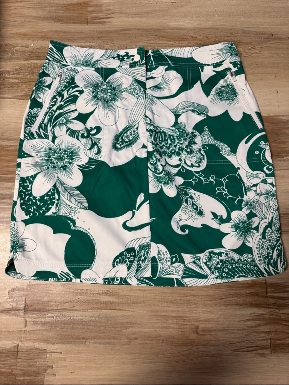 Talbots Floral Swim Skirt Green and White Size 6